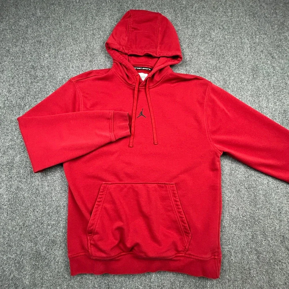 Jordan Sport Crossover Hoodie Mens M Red Dri-FIT Jumpman Pullover Cotton Blend